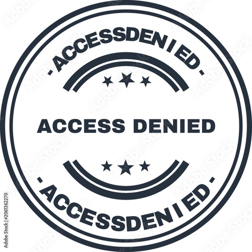 Black and white accepted stamp with stars and curved lines