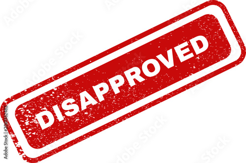 Red denied rubber stamp with bold white text on white background