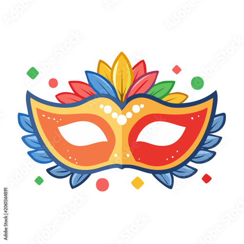 Colorful Carnival Mask with Feathers