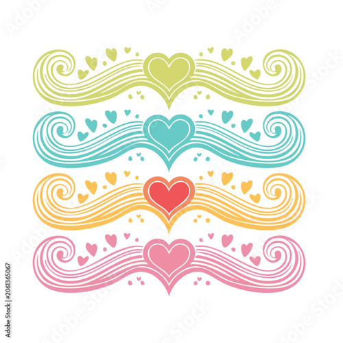 Decorative hearts with swirls and dots