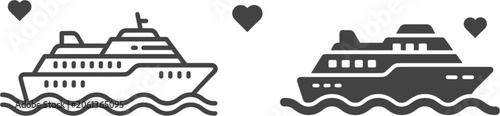 Foto Cruise ship vector icon collection isolated, romantic ocean liner and maritime t