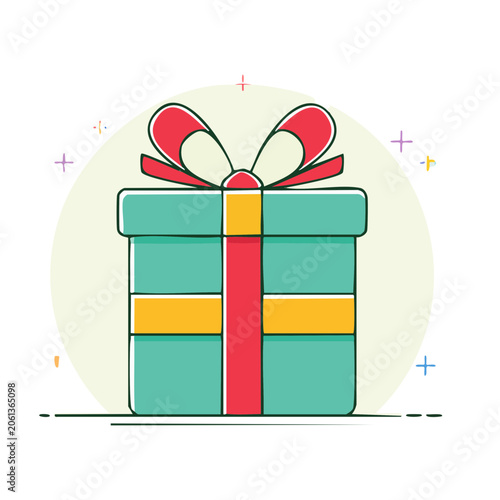 Flat design gift box with bow icon