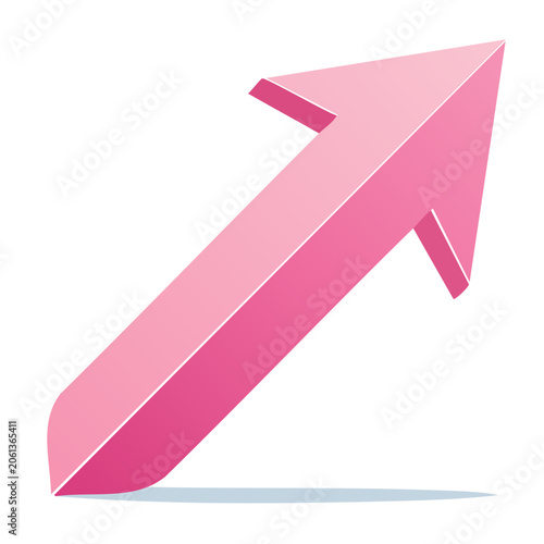 Pink upward arrow icon on transparent background