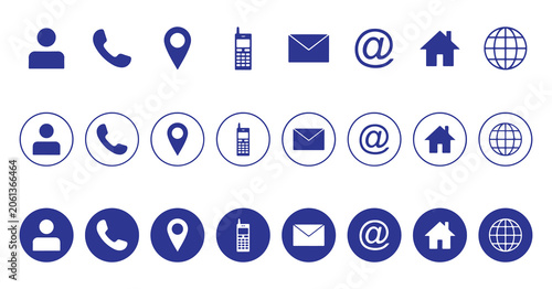 Tablou pe pânză Set of Web Icons: Business Card, Contact Information, and Contact Us Icons – Vec