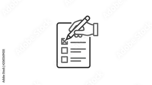 Hand marking checkbox on ballot paper with pen.