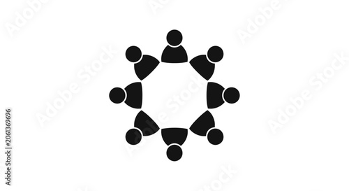 Photos Team members arranged in a circular formation represent collaboration, corporate synergy, and the importance of group communication in professional environments
