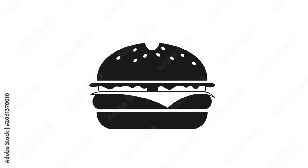 Fototapeta premium Hamburger icon represents a classic fast food meal choice designed for modern digital menus and restaurant branding interfaces.
