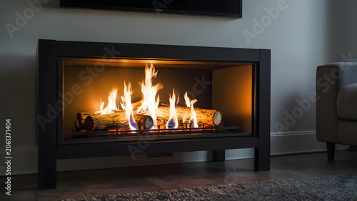 fireplace with burning candles