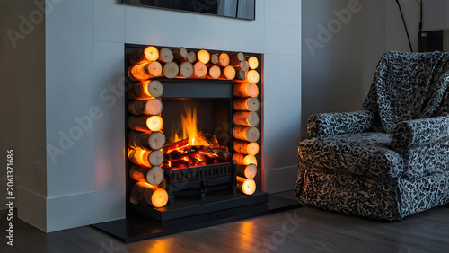 fireplace with burning candles