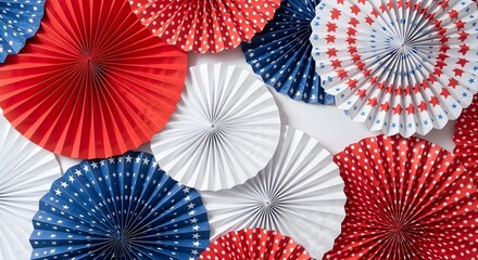 Patriotic paper fans arrangement for independence day celebrations festive red white and blue decorations