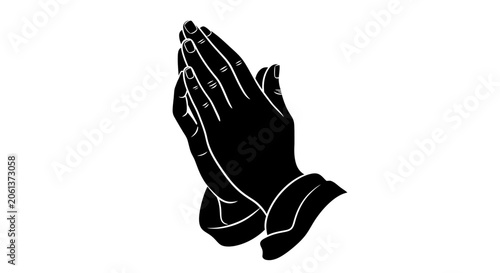 Φωτογραφία Hands in a prayer position symbolize faith, spirituality, and deep reverence within a minimalist black graphic design suitable for religious contexts