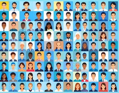 Set of diverse business people avatars. Vector illustration in flat style