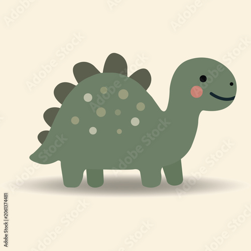Cute Baby Dinosaur in Scandinavian Nursery Style Vector Illustration