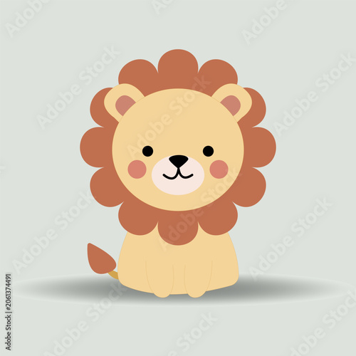Cute Baby Lion in Scandinavian Nursery Style Vector Illustration