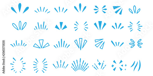 Hand-drawn sparkle and star doodle set. Vector collection of black line art bursts, fireworks, and decorative elements on white background for celebratory designs and cute accents.