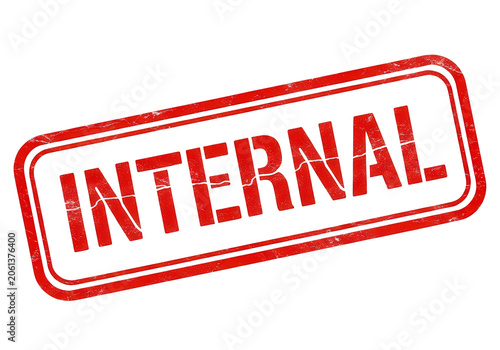 Red internal use stamp with bold white text isolated on transparent background
