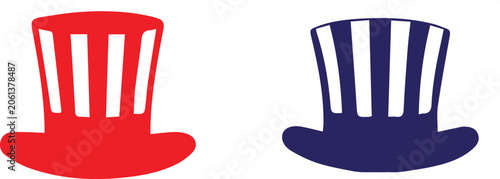 Canvastavla Red and blue top hat silhouettes for patriotic designs