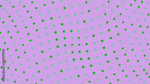 Abstract green square pattern on a light purple background