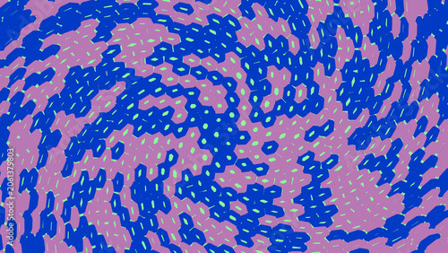 Abstract blue and pink digital pattern with dots