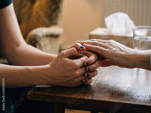 Closeup of person hands, anxiety and mental health problem, therapy and psychology with trauma. Fear, crisis and stress with depression, mistake and disaster with panic, abuse or addiction with pain