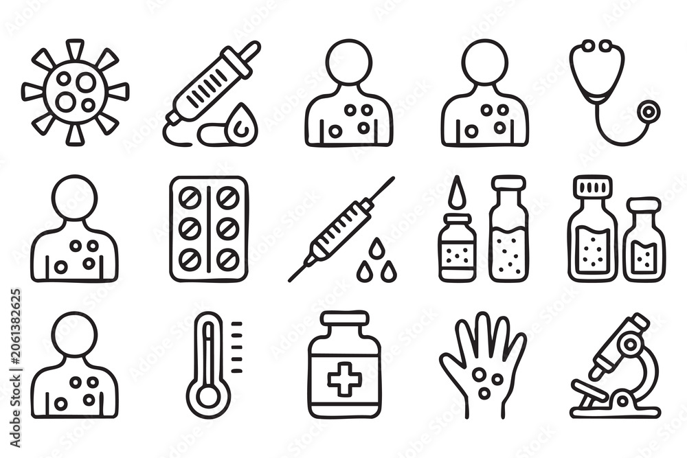 Fototapeta premium Medical Line Icon Collection for Healthcare, Disease, and Clinic Design