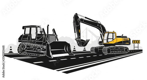 bulldozer excavator isolated on white