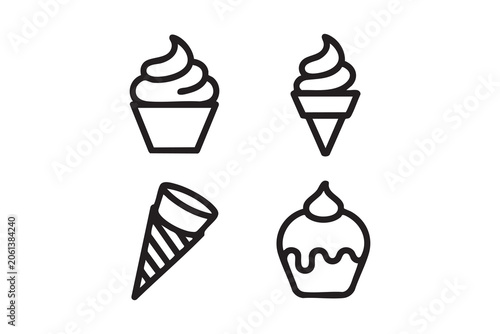 Fotografie Cupcake and Soft Serve Vector Icons for Bakery Menu Branding