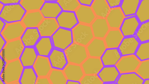 Purple and orange geometric hexagon pattern background