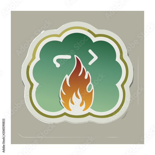 Flat design flame icon with cloud and arrows