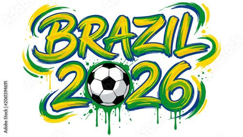 Vibrant Soccer Championship Emblem Featuring Artistic Brazilian Inspired Colors and Bold Typography for International Sporting Event Celebrations