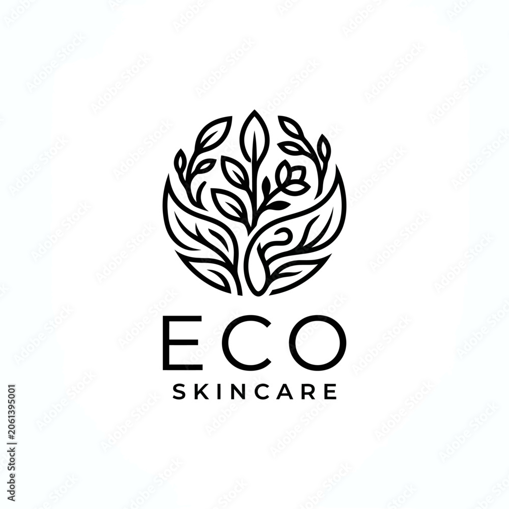 Fototapeta premium Eco Skincare Logo Design Elements.