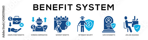 Glyphcolor - Benefit System web banner vector illustration concept