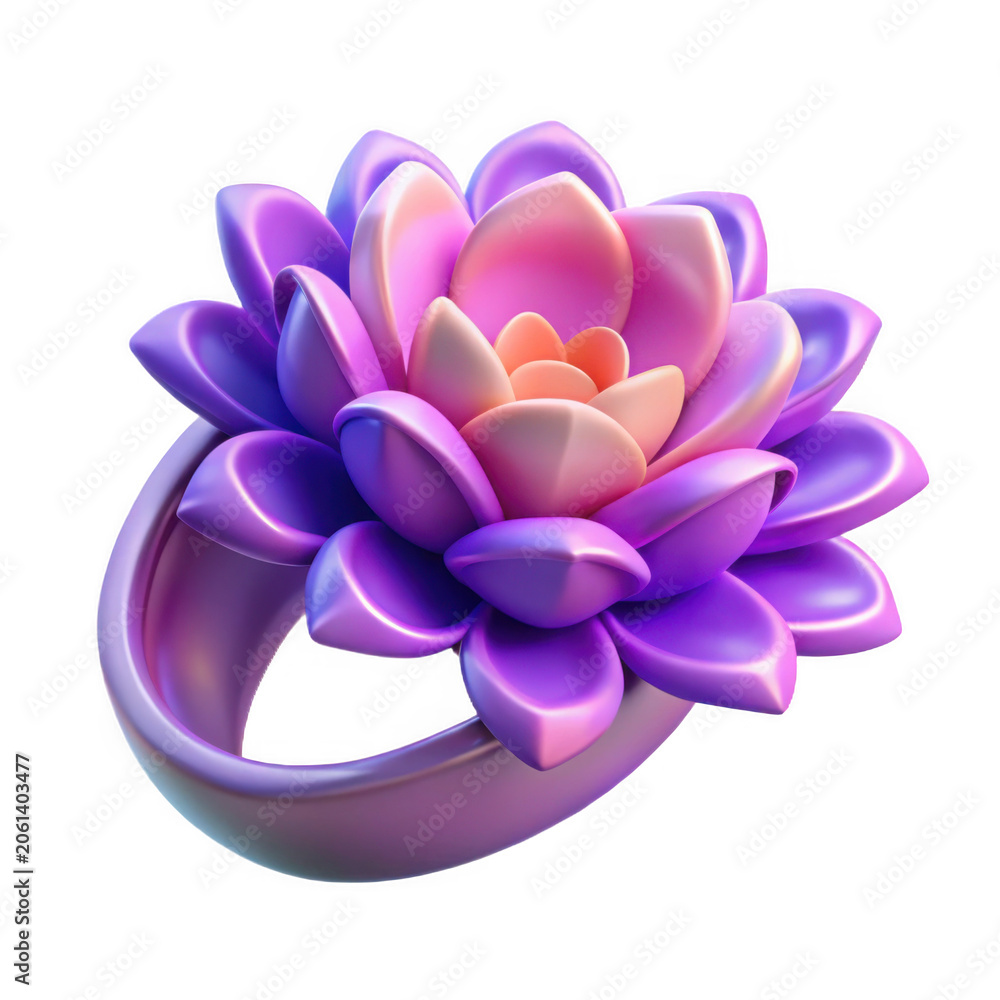 Fototapeta premium Succulent ring with gradient petals in soft studio lighting isolated on transparent background