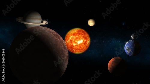 Solar System Planets and Sun Space Background