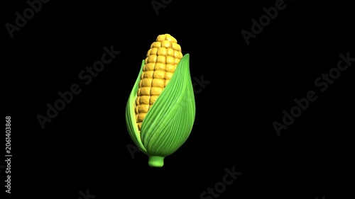 3D Corn Rotating On Alpha Loop