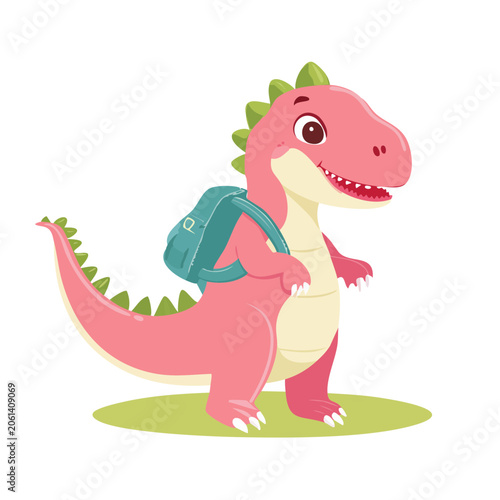 Cartoon pig with backpack and cactus