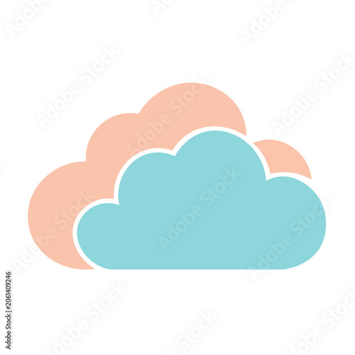 Flat design cloud icon with transparent background