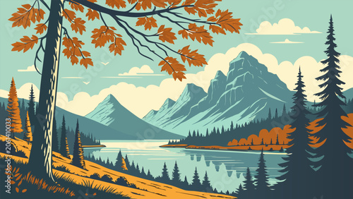 Photos Majestic mountain vector landscape featuring towering peaks, natural beauty, and scenic outdoor adventure