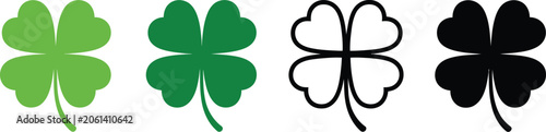 Foto Green shamrock vector, cloverleaf luck symbols, Irish St