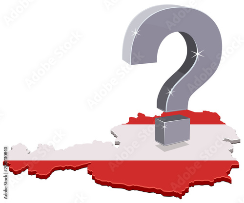 Vector artwork symbolizing political, social, or economic questions and future decisions regarding the country of Austria, (cut out)