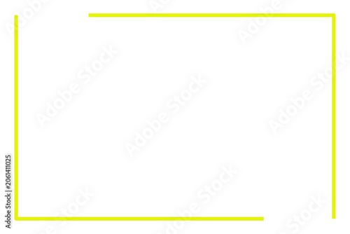 Minimalist Solid Lime Yellow Asymmetrical Rectangular L Shape Border Frame Isolated on Transparent Background