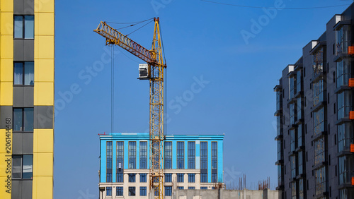 Modern apartment buildings under construction. New residential area. Urbanization. Ust-Kamenogorsk (kazakhstan)