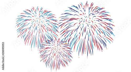 Colorful firework bursts group isolated; vibrant festive neon spark explosion vector illustration icon set for New Year party, 4th of July night event poster