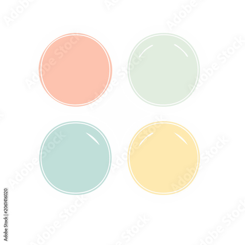 Four pastel colored circles in a grid layout