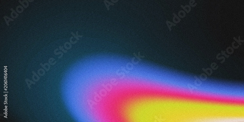 Photography Textured grainy dark teal black abstract backdrop featuring a soft blurred rainbow gradient streak of blue, magenta, pink and yellow