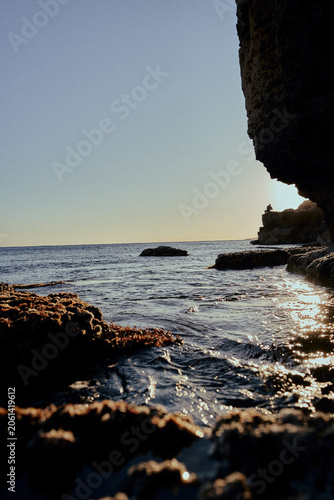 Rocky Sea Cave and Mediterranean Coastline in Cyprus