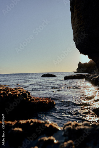 Rocky Sea Cave and Mediterranean Coastline in Cyprus