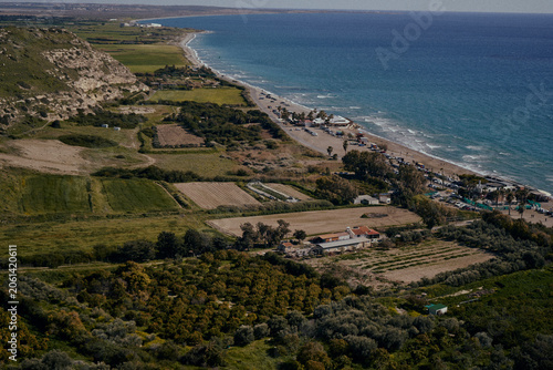 Mediterranean Coastline and Farmland in Cyprus
