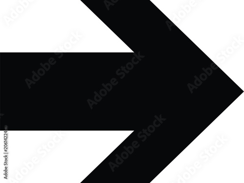Wide arrowhead right arrow icon isolated on white background, blocky directional navigation symbol, EPS vector file