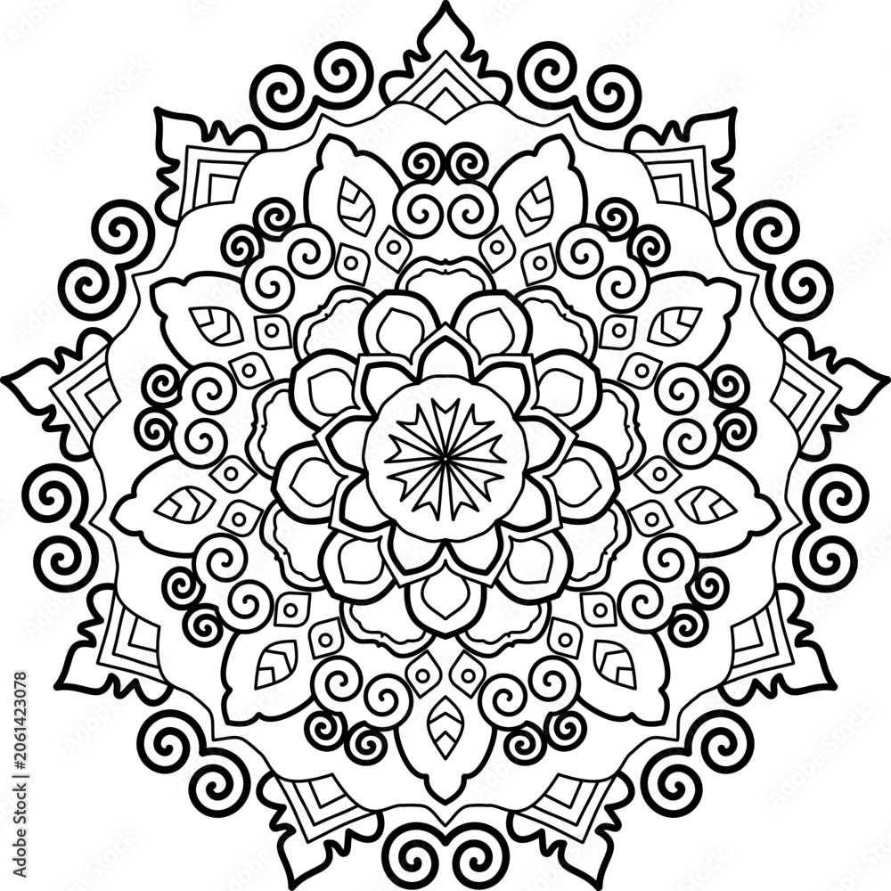 Fototapeta premium Abstract Geometric Mandala in Black and White Symmetry